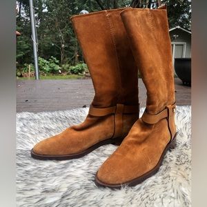 Stuart Weitzman Suede Boots Casey Bridle Harness